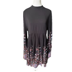 Tigerlily Anse Paisley Dress Black Size US 6 Bell Sleeve Boho NWT $229 Retail‎